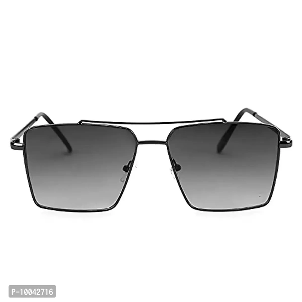 IFLASH Square Aviator Sunglasses for Men and Women Fashion Metal Vintage Gradient Shades Sunglasses UV400 Protection (GREY-BLACK)- Pack of 1