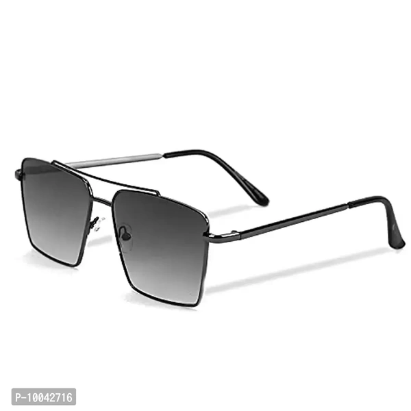 IFLASH Square Aviator Sunglasses for Men and Women Fashion Metal Vintage Gradient Shades Sunglasses UV400 Protection (GREY-BLACK)- Pack of 1