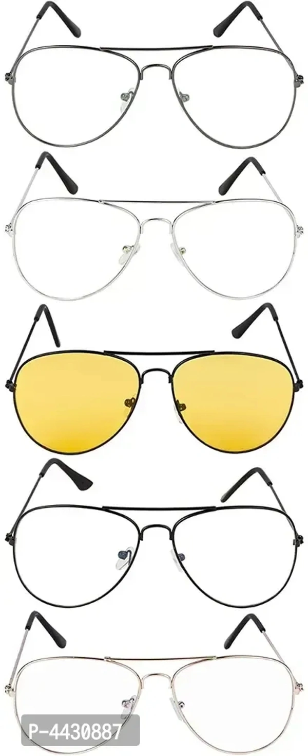 Modern Multicoloured Combo Of 5 UV Protection Aviator Unisex Sunglasses With Pouch