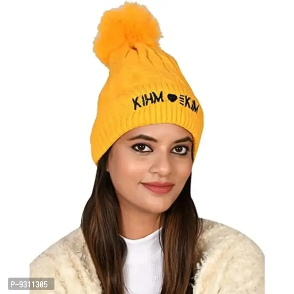 SoSh Fancy Beautifully wooven Expandable Very Soft Beanie Winter Hat Slouchy Warm Snow Knit Skull Woolen Cap for Women Imported Velevt Cum Woolen hat