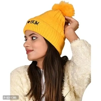 SoSh Fancy Beautifully wooven Expandable Very Soft Beanie Winter Hat Slouchy Warm Snow Knit Skull Woolen Cap for Women Imported Velevt Cum Woolen hat