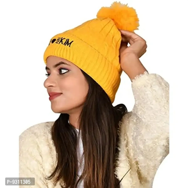 SoSh Fancy Beautifully wooven Expandable Very Soft Beanie Winter Hat Slouchy Warm Snow Knit Skull Woolen Cap for Women Imported Velevt Cum Woolen hat