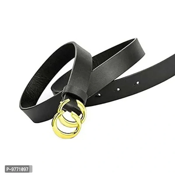 Dryon Women's and Girl's Faux Leather Belt ( Black, Free Size )