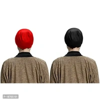 Mehar Hijab Women's Hair Bonnet SD Cap 2 Ps. Set (Red - Black)