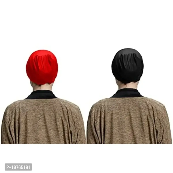 Mehar Hijab Women's Hair Bonnet SD Cap 2 Ps. Set (Red - Black)