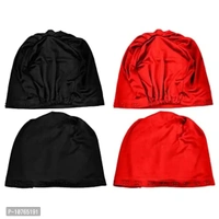 Mehar Hijab Women's Hair Bonnet SD Cap 2 Ps. Set (Red - Black)