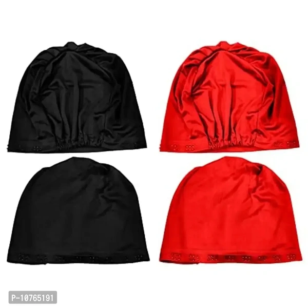Mehar Hijab Women's Hair Bonnet SD Cap 2 Ps. Set (Red - Black)