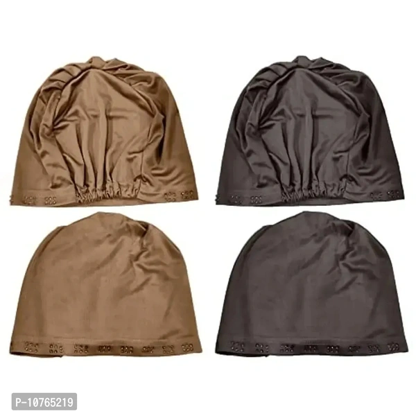 Mehar Hijab Women's Hair Bonnet SD Cap 2 Ps. Set (D Wheat - F Grey)