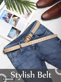 Stylish Casual and Formal Beige Artificial Leather Belts For Women's