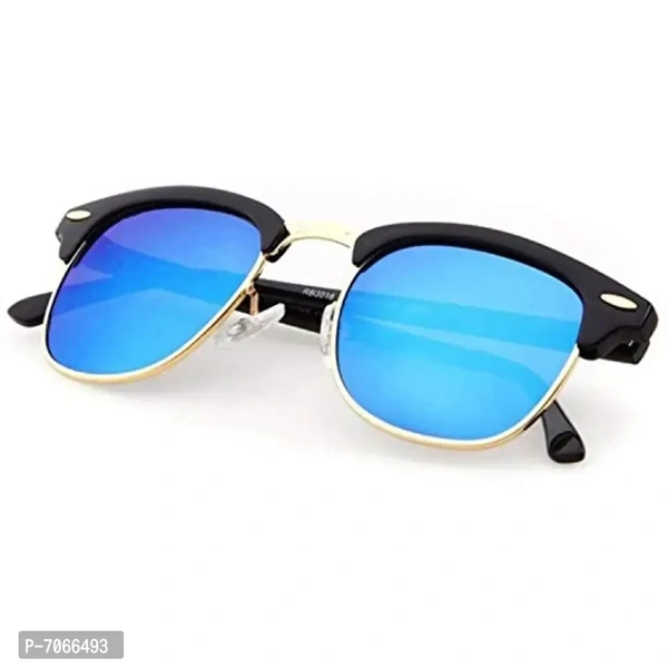 Dervin Rectangular Unisex Sunglasses (Black, Blue) - Combo of 2