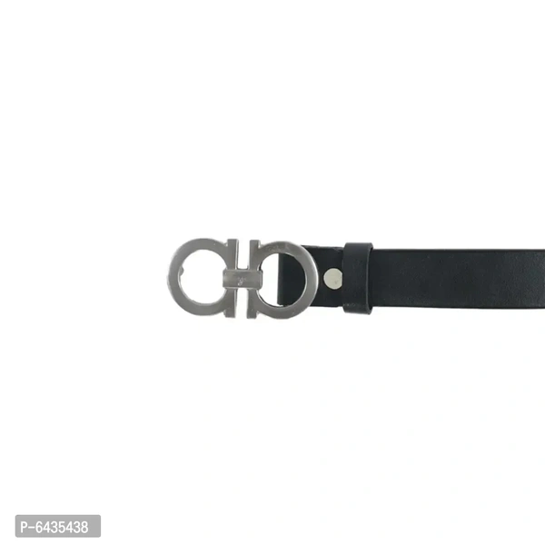 Stylish Black Synthetic Leather Slim Solid Belt For Women