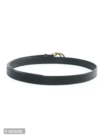 Stylish Black Synthetic Leather Slim Solid Belt For Women