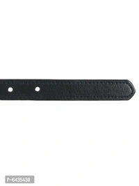 Stylish Black Synthetic Leather Slim Solid Belt For Women