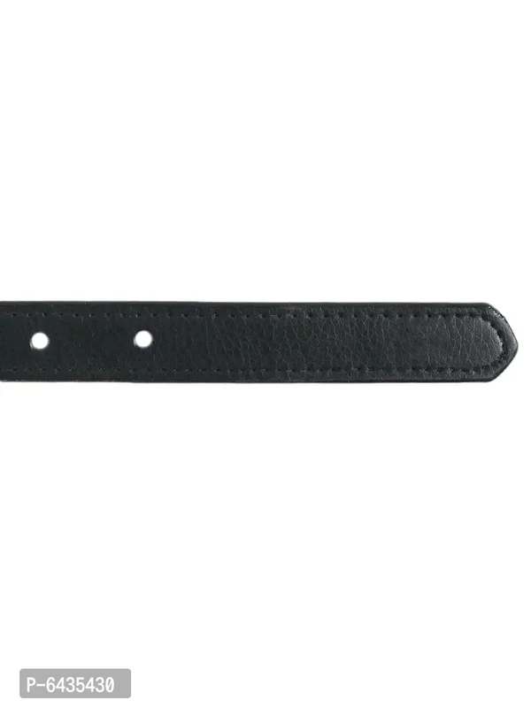 Stylish Black Synthetic Leather Slim Solid Belt For Women