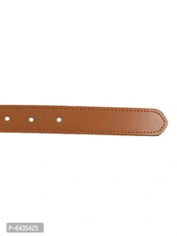 Stylish Tan Synthetic Leather Slim Solid Belt For Women