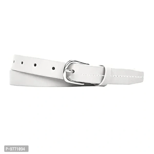 Dryon Women's and Girl's PU Vegan Leather Belt Combo Pack of 2 (Tan & White,Free Size