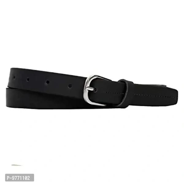 Dryon Women's and Girl's PU Vegan Leather Belt Combo Pack of 2 (Black & Light Pink, Free Size)