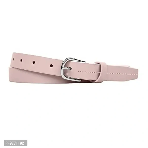 Dryon Women's and Girl's PU Vegan Leather Belt Combo Pack of 2 (Black & Light Pink, Free Size)