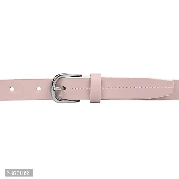Dryon Women's and Girl's PU Vegan Leather Belt Combo Pack of 2 (Black & Light Pink, Free Size)