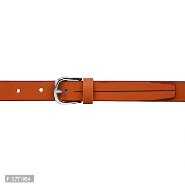 Dryon Women's and Girl's PU Vegan Leather Belt Combo Pack of 2 (Tan & White,Free Size