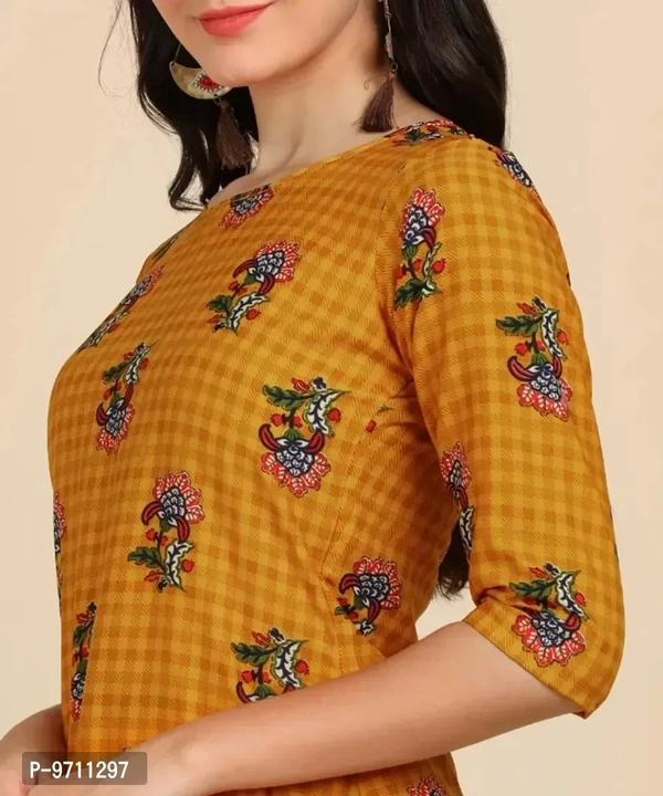 Kurti Pant Set for Women - Crepe Long Straight Printed Kurta with Pant - 2XL