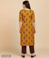 Kurti Pant Set for Women - Crepe Long Straight Printed Kurta with Pant - 2XL