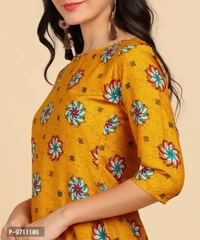 Kurti Pant Set for Women - Crepe Long Straight Printed Kurta with Pant - 2XL