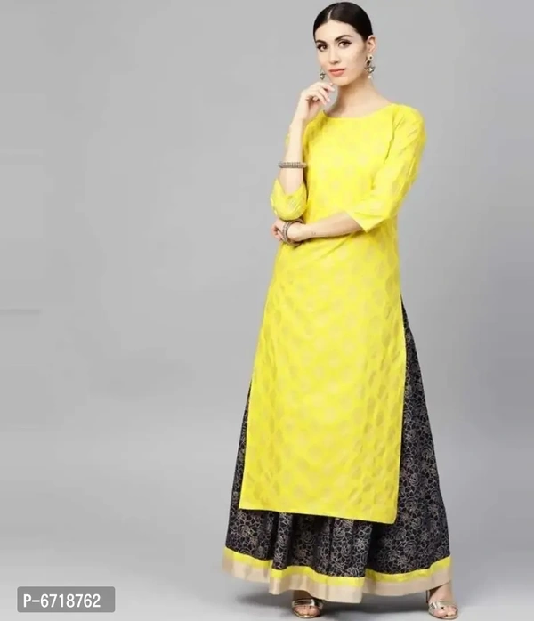 Elegant Rayon Printed Kurta And Skirt Set For Women - XL
