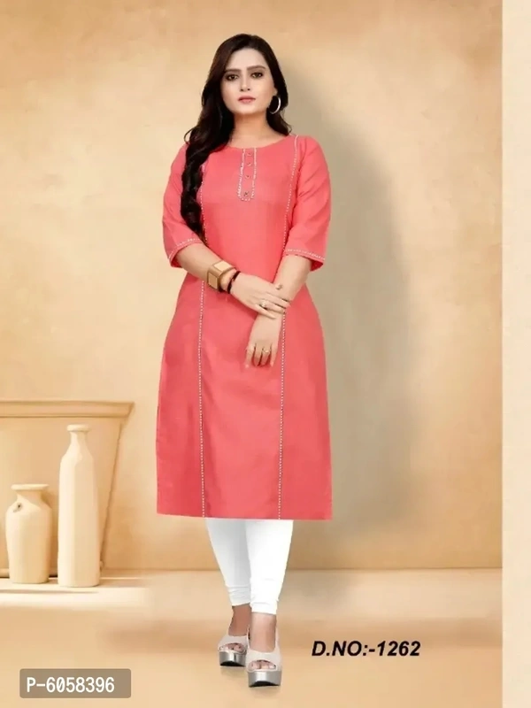 Elite Pink Ruby Cotton Self Design Kurta For Women - XL