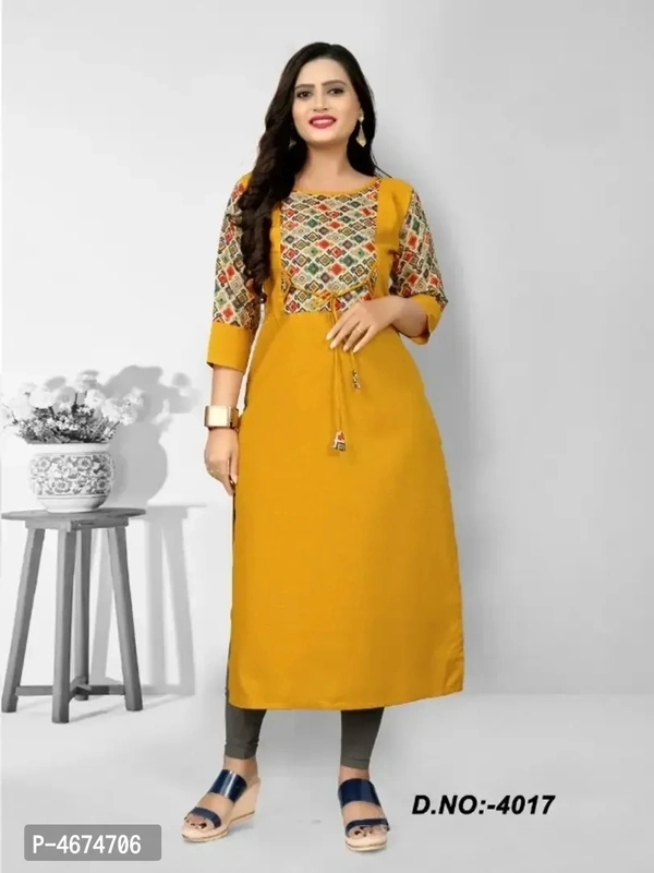 Women Cotton Printed Straight Kurta - Yellow, 4XL