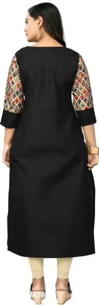 Women Cotton Printed Straight Kurta - Black, 4XL