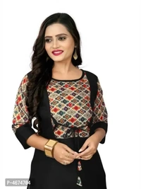 Women Cotton Printed Straight Kurta - Black, 4XL