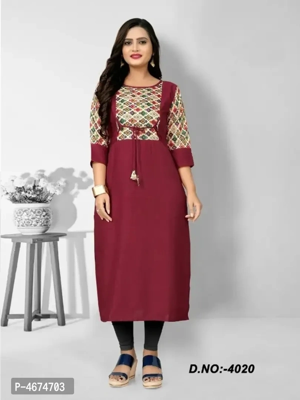 Women Cotton Printed Straight Kurta - 4XL, Red