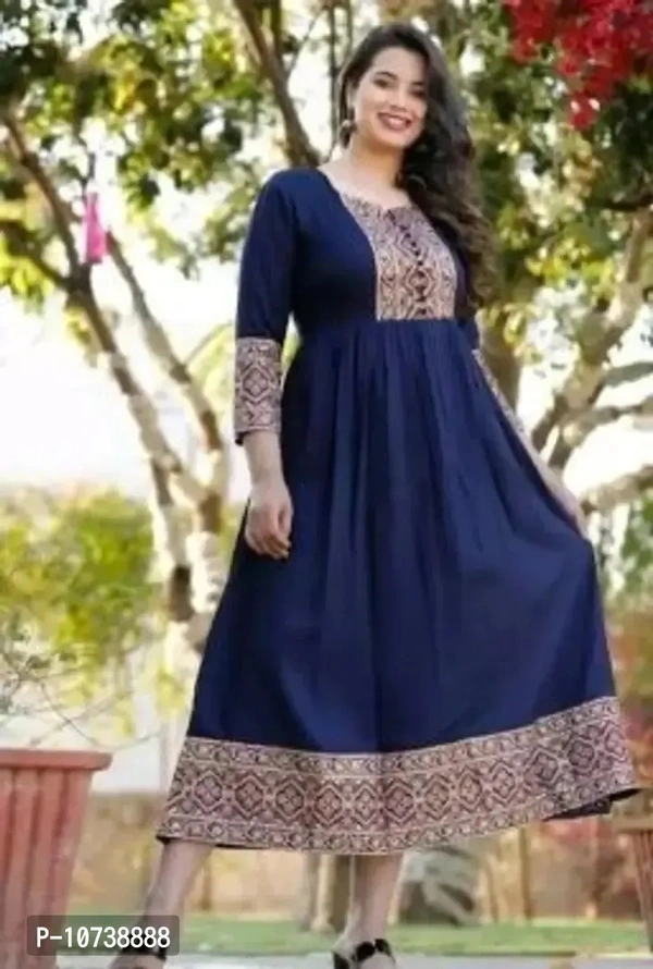 Trendy Women Rayon Kurta - Navy Blue, 4XL