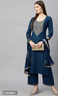 New Ethnic Kurta Set With Dupatta Set - XL