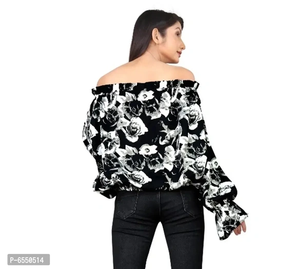Latest Printed Black Top For Women - M