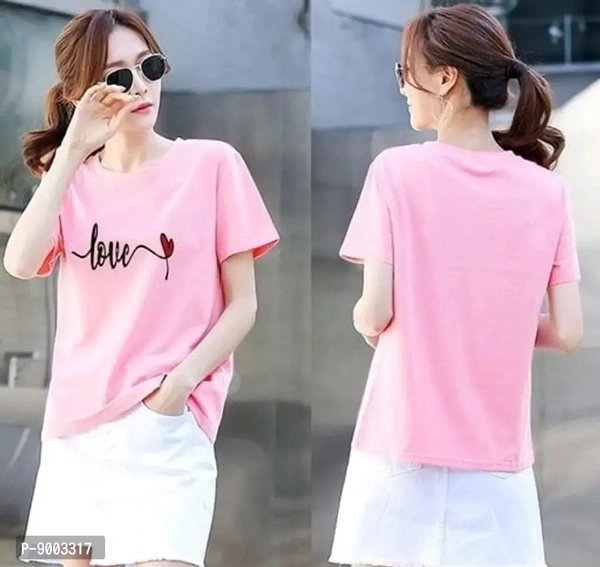 Elegant Pink Cotton Blend Printed Top For Women - XL