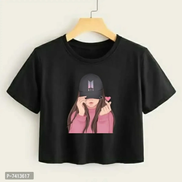 Womens Crop Printed Tshirt - Xl