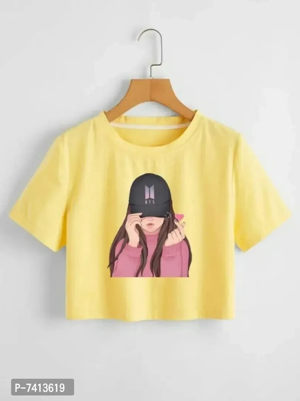 Womens Crop Printed Tshirt - l