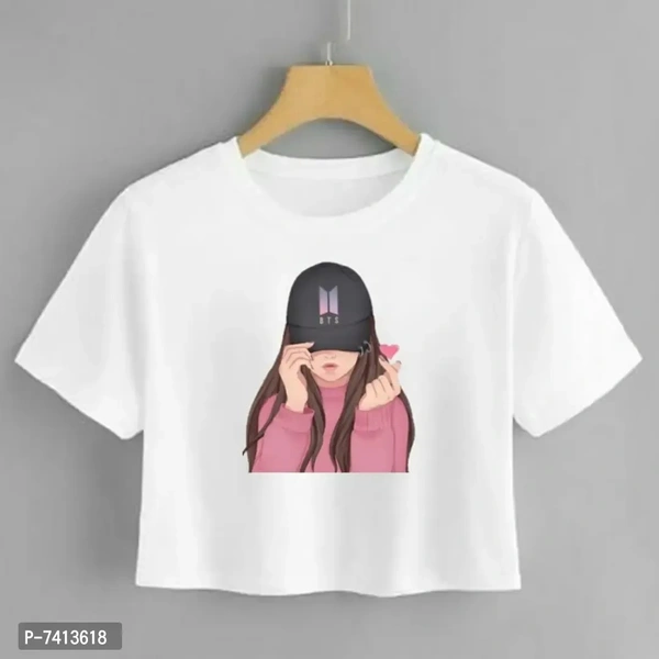 Womens Crop Printed Tshirt - l