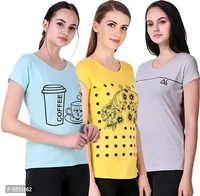 Trendy Printed Cotton T-Shirt Combo of 3 - S