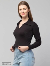Classic Polo Collar Full Sleeves Top for Women - m