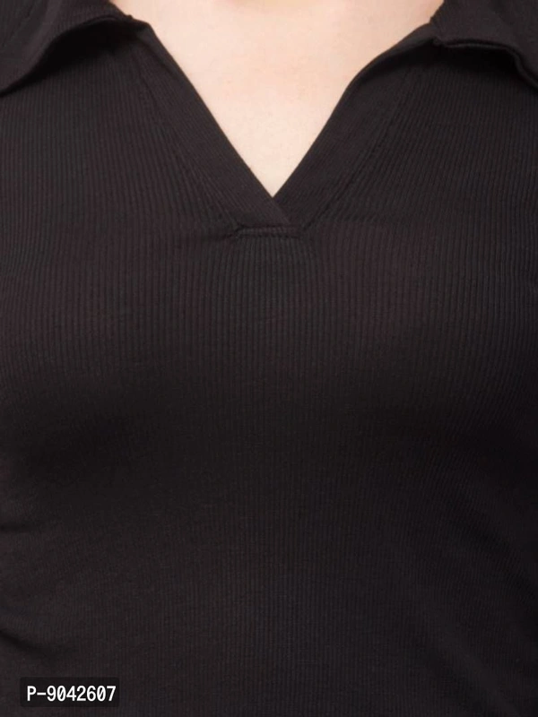 Classic Polo Collar Full Sleeves Top for Women - m