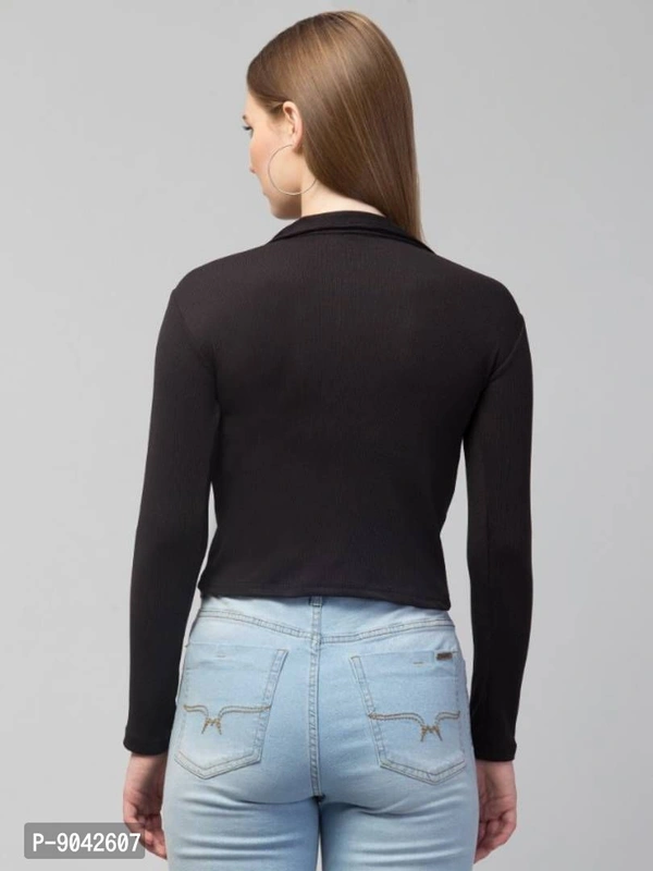 Classic Polo Collar Full Sleeves Top for Women - m