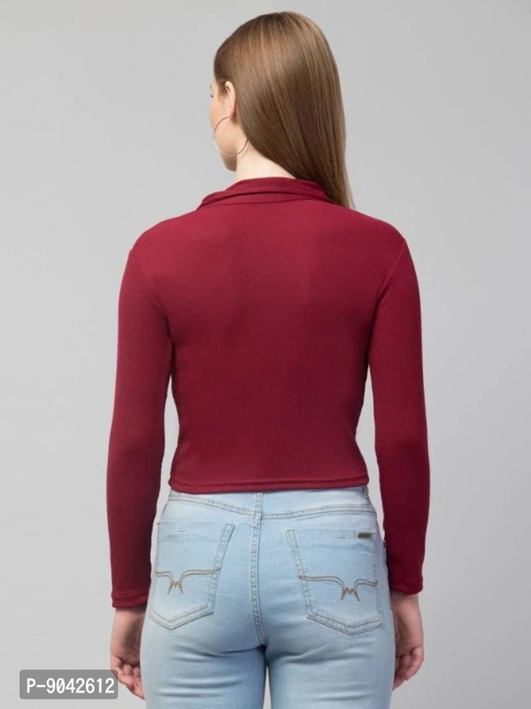 Classic Polo Collar Full Sleeves Top for Women - S