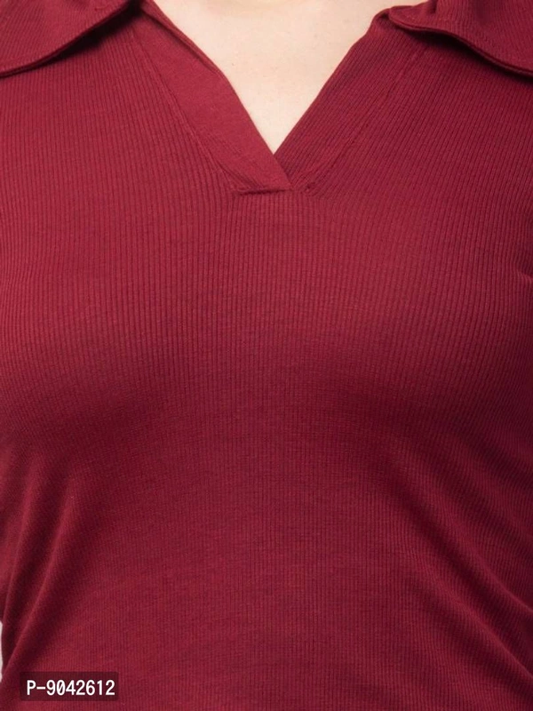 Classic Polo Collar Full Sleeves Top for Women - l