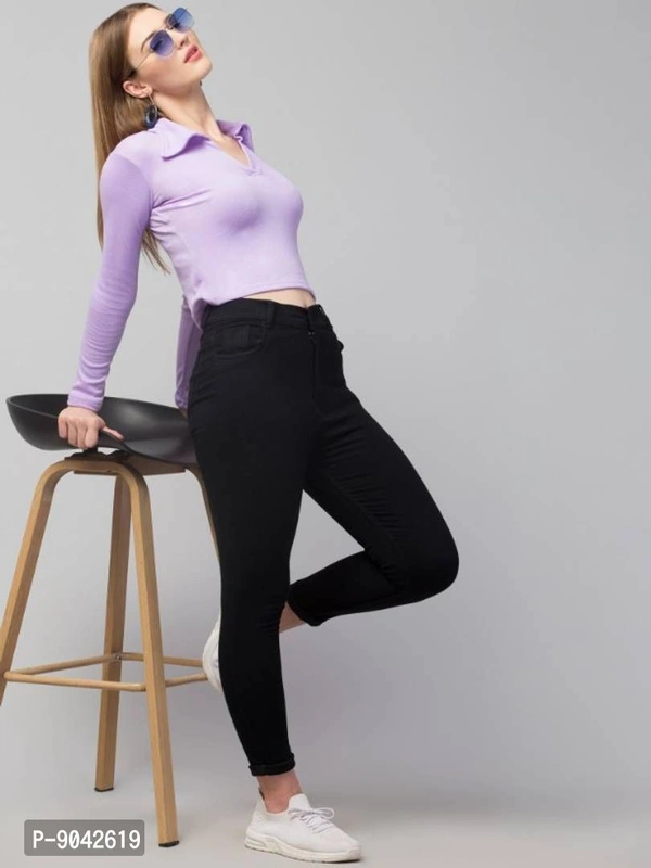 Classic Polo Collar Full Sleeves Top for Women - XL