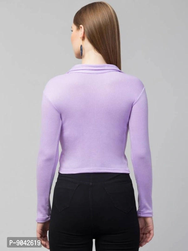 Classic Polo Collar Full Sleeves Top for Women - XL