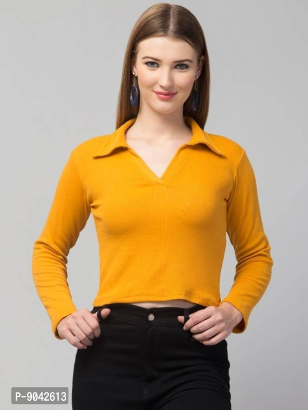 Classic Polo Collar Full Sleeves Top for Women