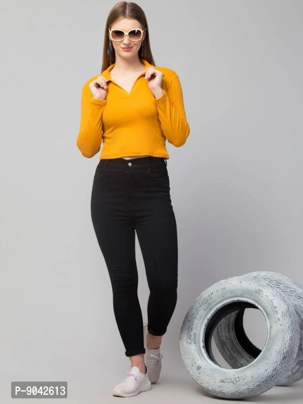 Classic Polo Collar Full Sleeves Top for Women